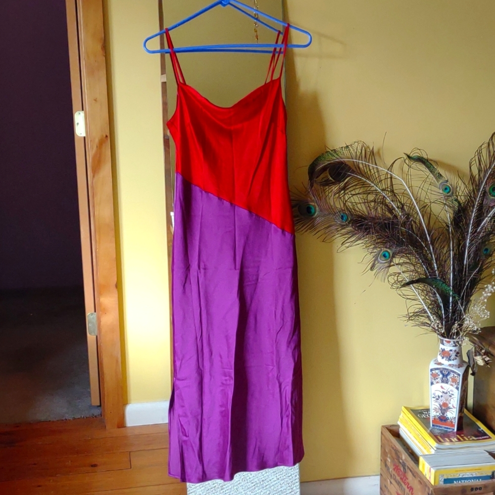 Express Strapless Slip Dress red and purple in color size XS